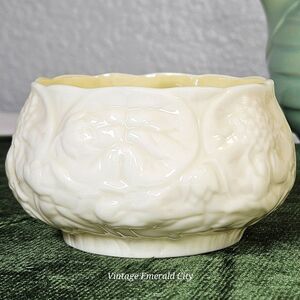 Vtg Belleek Lotus Open Sugar Bowl Yellow Interior 3rd Mark 1926-1946 Ireland